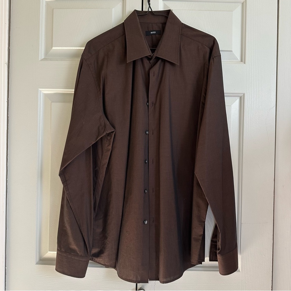 BOSS Hugo Boss Men's Brown Dress Shirt